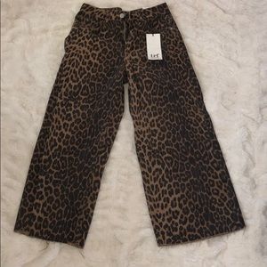 Flare cheetah print denim